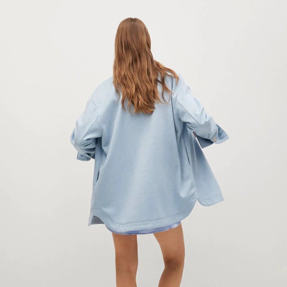 Mango Shacket Jacket Blue Overshirt New - Picture 4 of 4